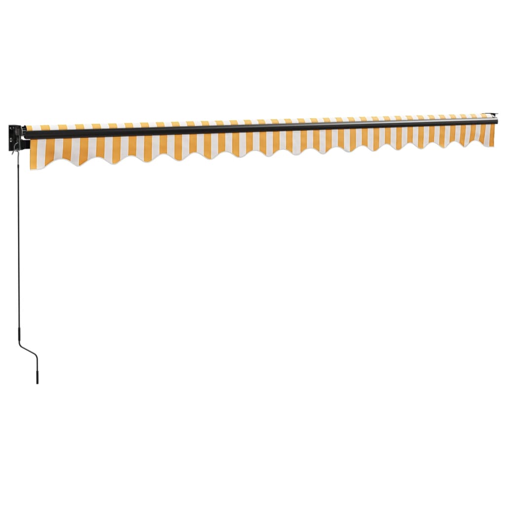 Auvent rétractable jaune et blanc 4,5x3 m tissu et aluminium