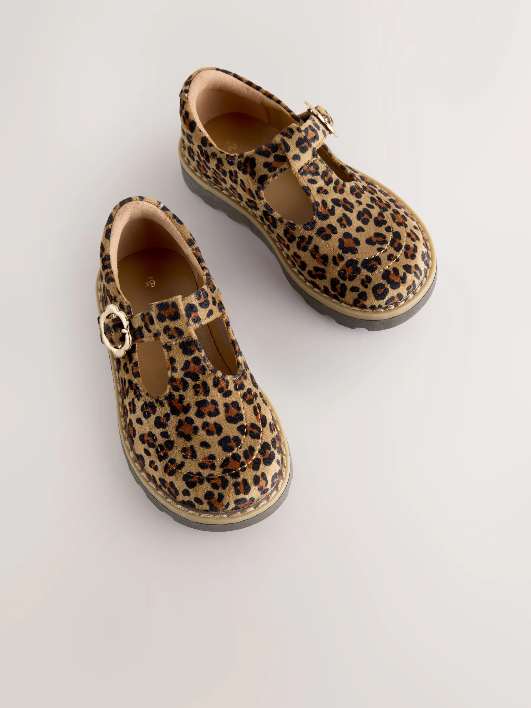 Bruin/dierenprint - Schoenen met T-bandje