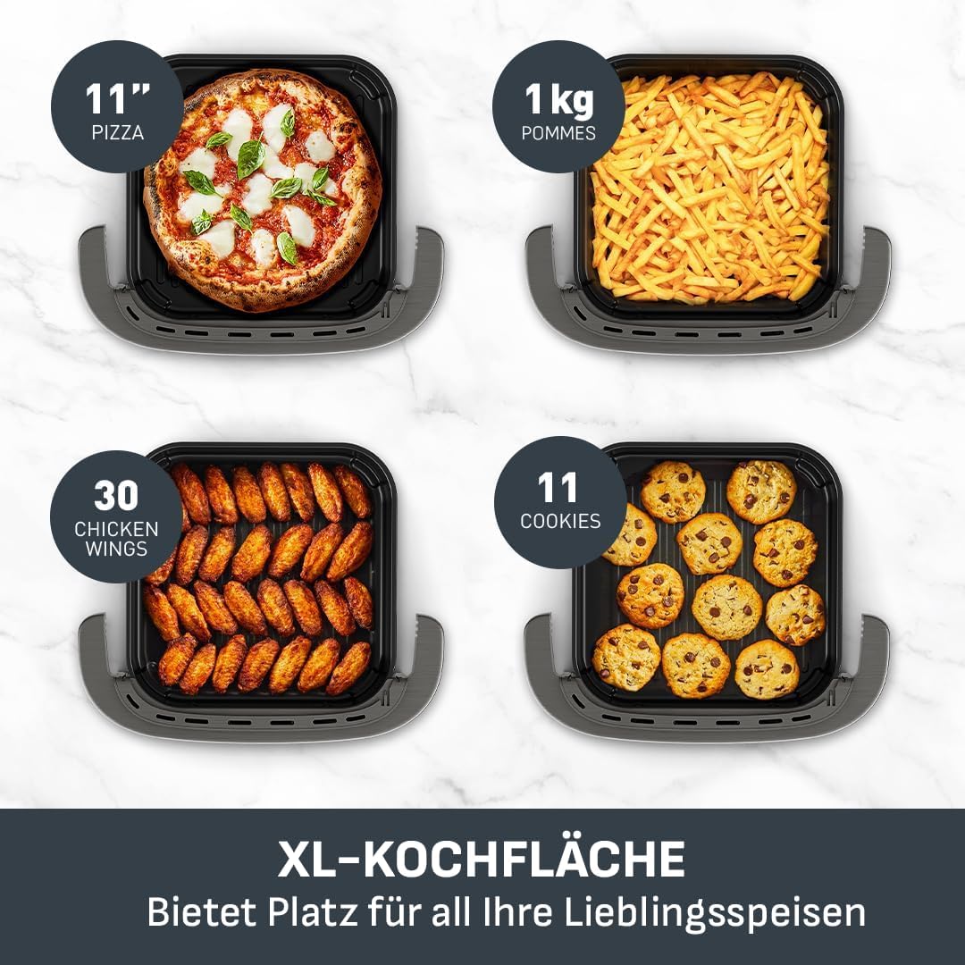 Tefal Easy Fry XL Surface Heißluftfritteuse – Airfryer mit Sichtfenster & XL-Garfläche (bis 1 kg), digitales Bedienfeld, Extra-Crisp, energieeffizient & schnell, antihaft, kompakt, Pizza Ofen FW4018