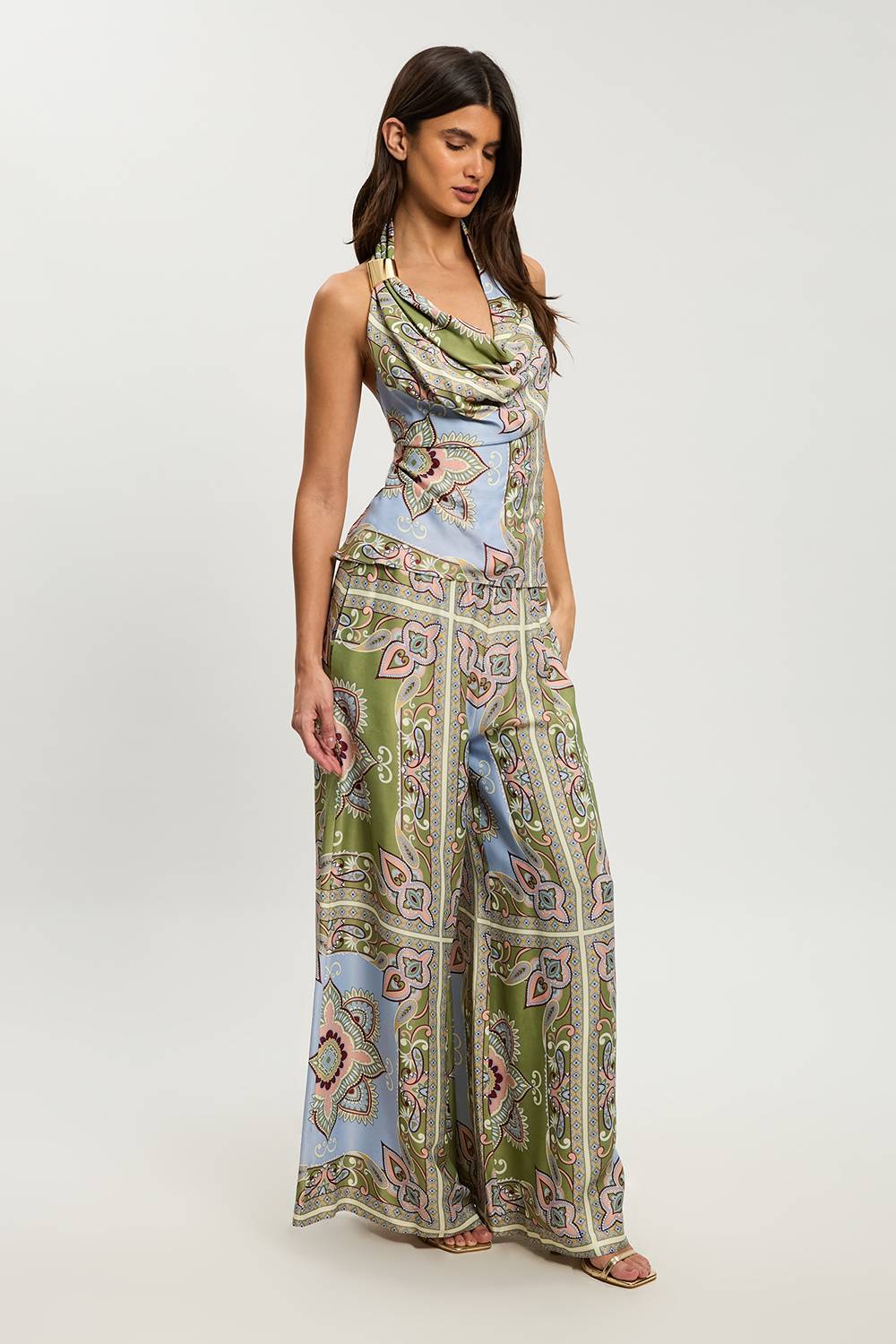 KarenMillen Pantalon Petite En Viscose Satinée À Imprimé Patchwork
