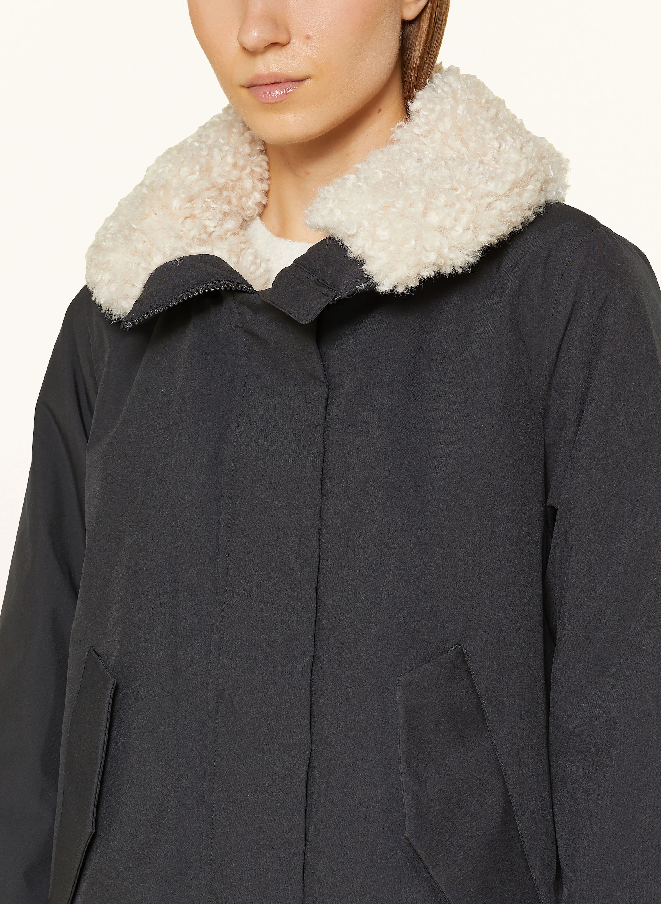 SAVE THE DUCK Jacke mit Kunstfell und abnehmbarer Kapuze