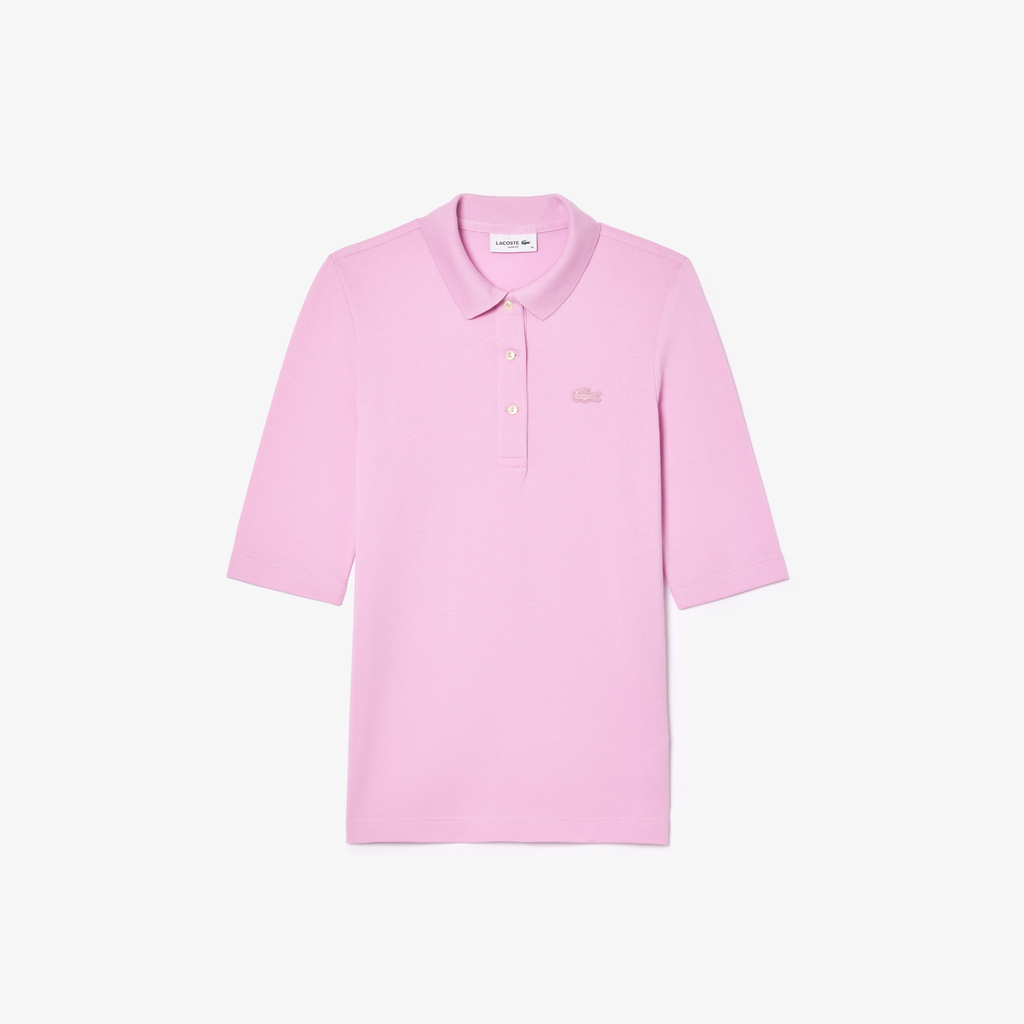 Polo Lacoste slim fit à manches trois-quarts en coton souple Manches Courtes - Rose - Lacoste - Femme