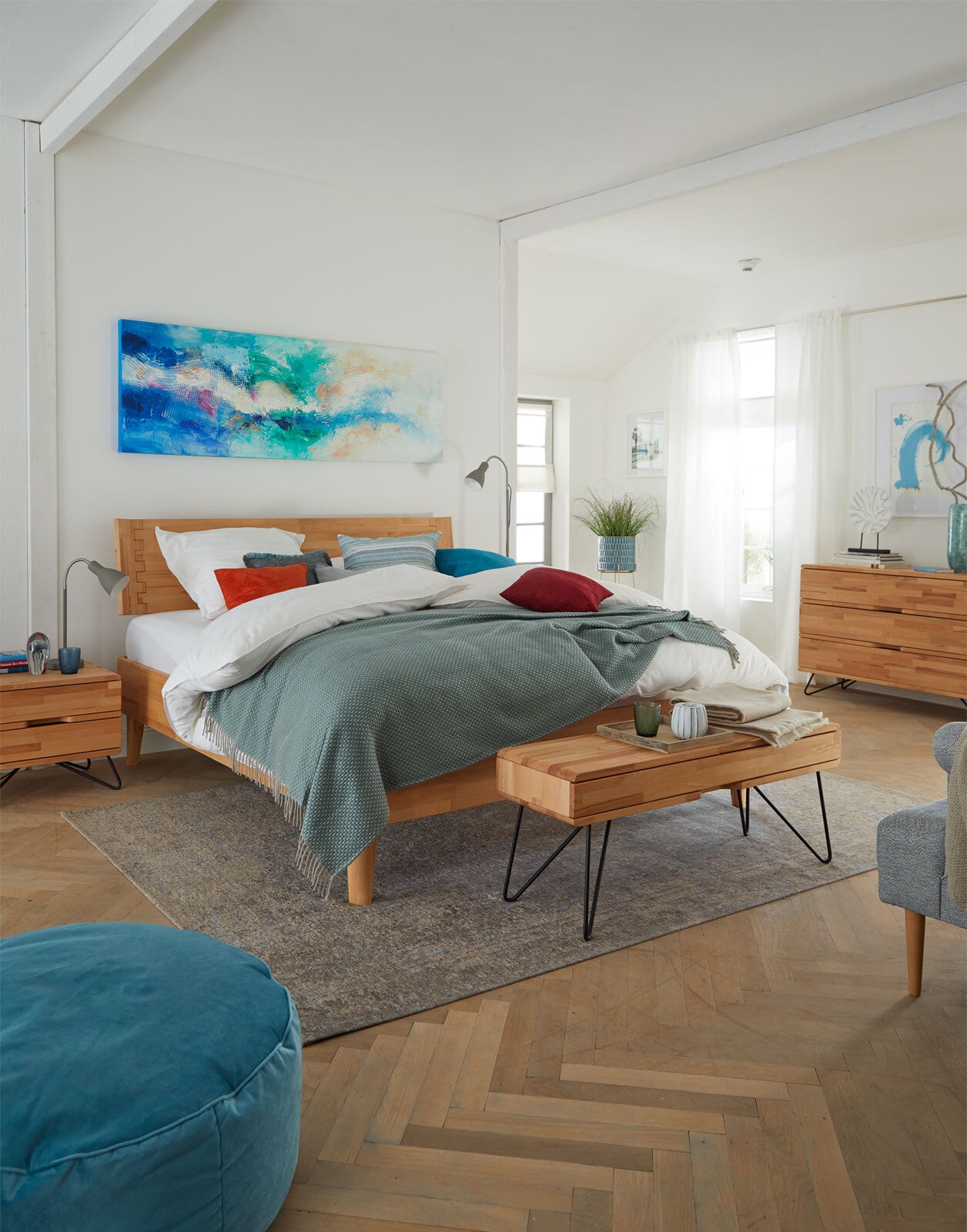 TRAUMWERKSTATT Bett ATLANTA 180 x 200 cm kernbuchebraun