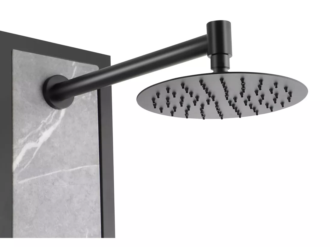 Colonne de douche hydromassante noire avec décor pierre - H127 x L48,5 cm - LETIYA