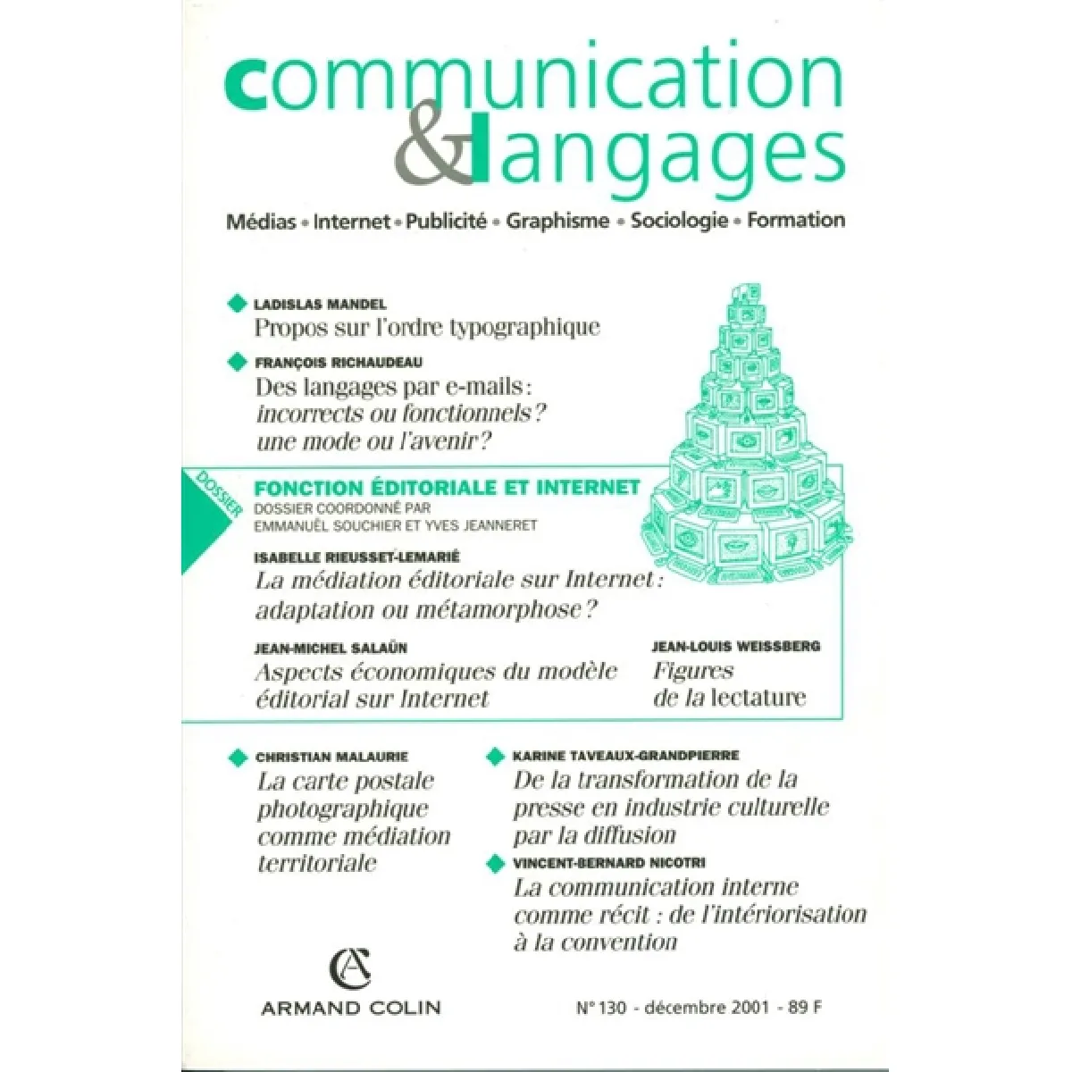 Communication & langages, n° 130. Fonction éditoriale et Internet · Occasion