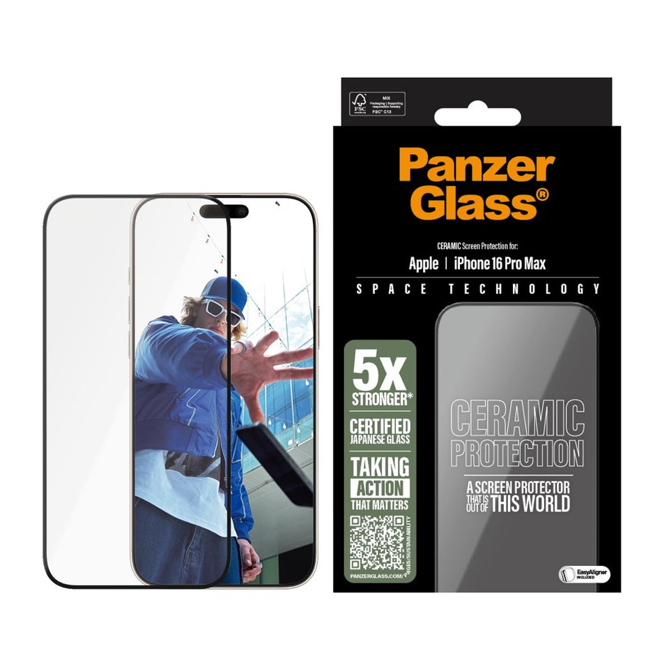 PanzerGlass - Keramisk Skærmbeskyttelse - iPhone 16 Pro Max - Ultra Wide Fit