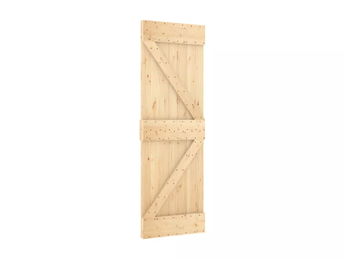 Porte coulissante et kit de quincaillerie 70x210 cm pin massif