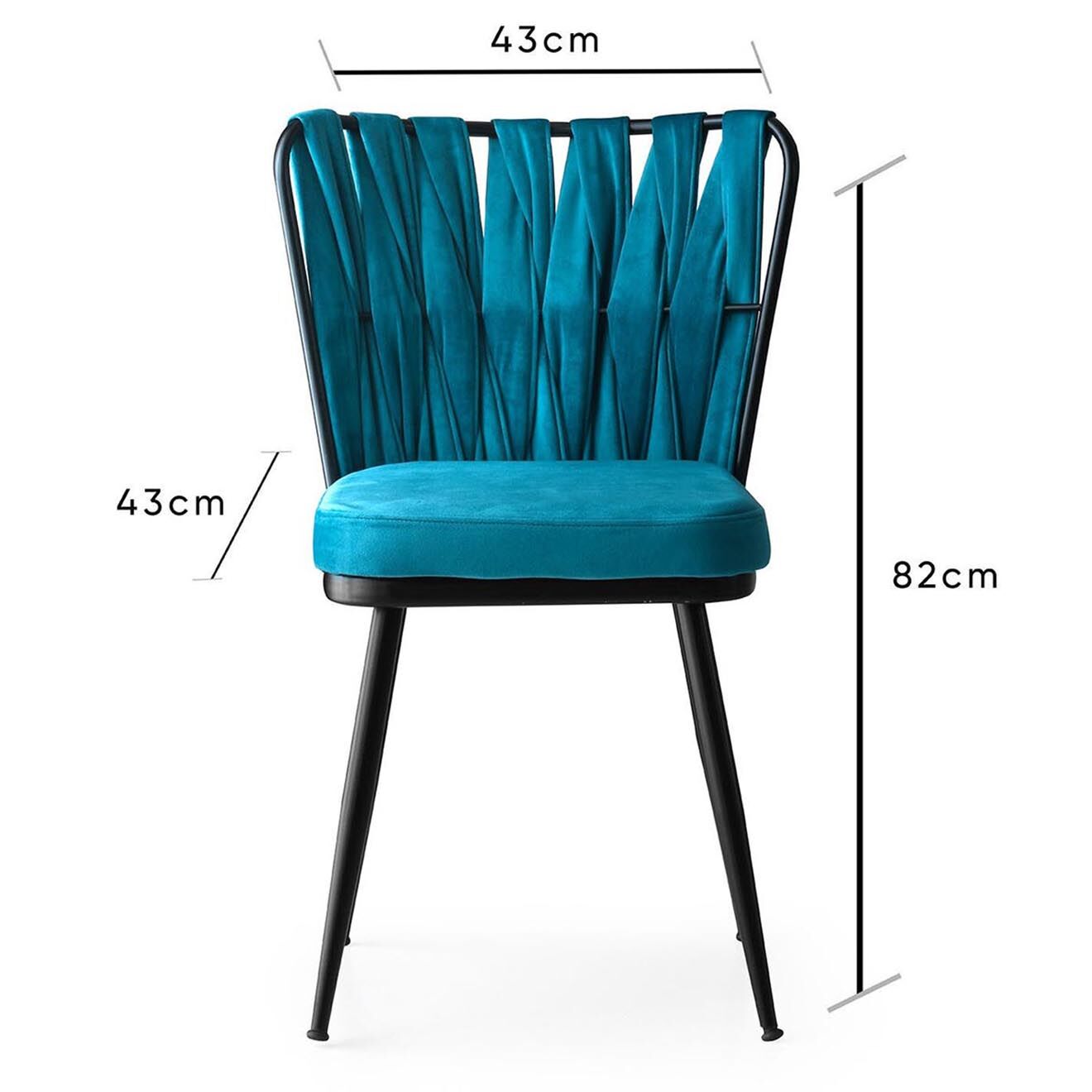 Wooden Art 2 Chaises Kusakli noir/bleu - 43x82x43 cm