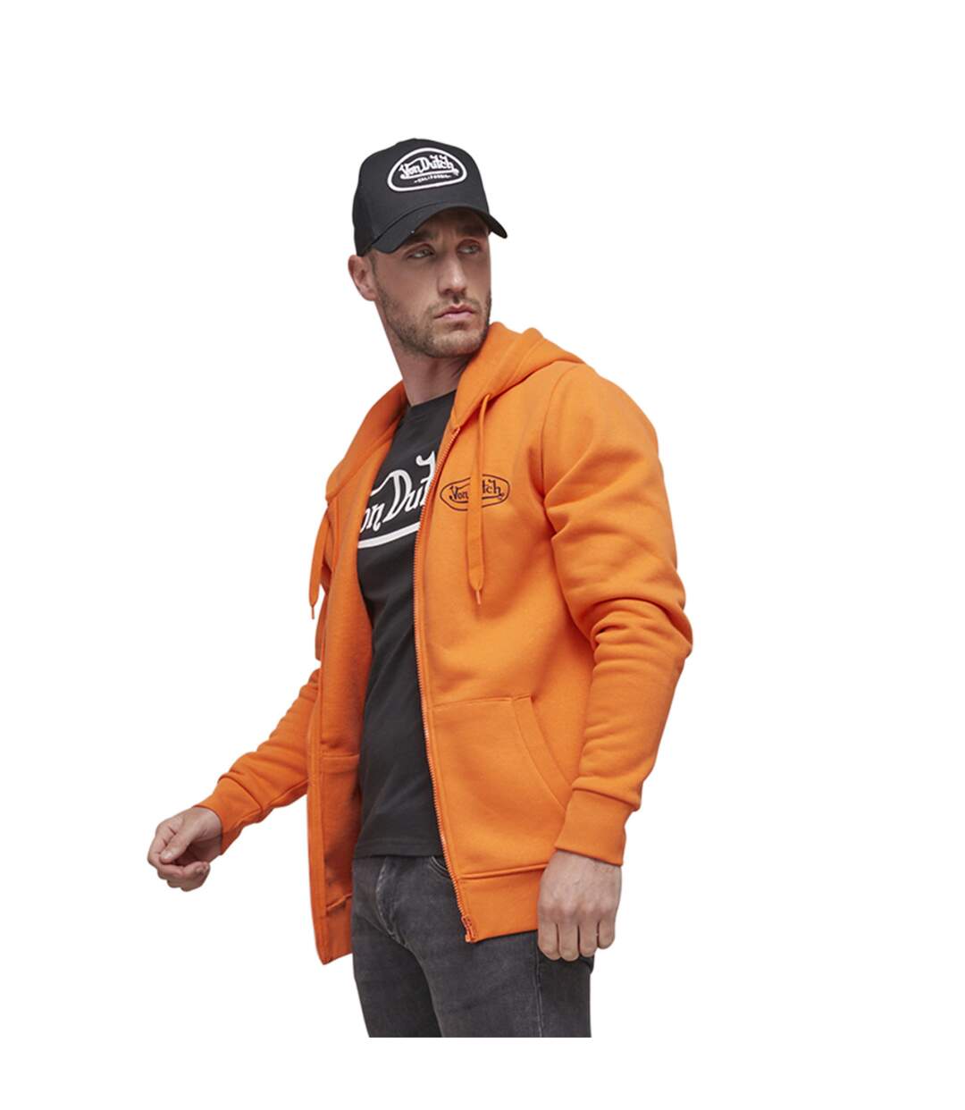 Sweat zippé avec capuche en coton homme Slimane