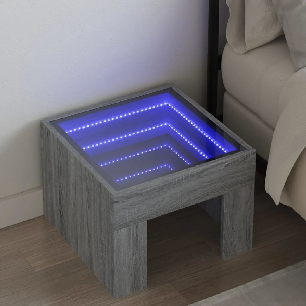 VidaXL Table de Chevet avec LED - Sonoma Gris