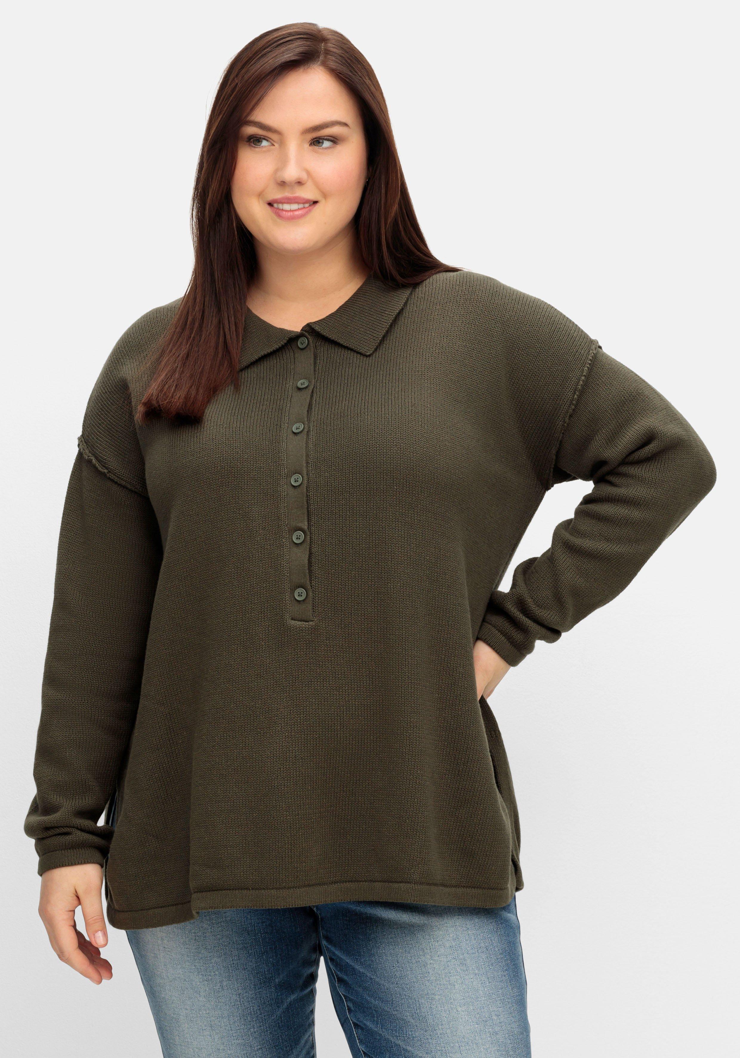 Pullover im Linksstrick, mit Polokragen