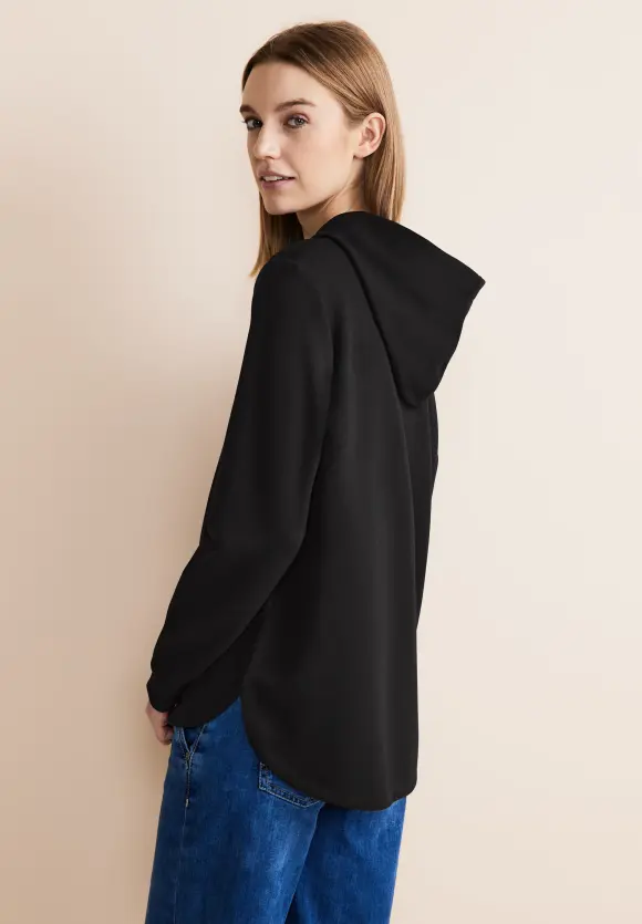 Shirt im Hoodie Style - Black