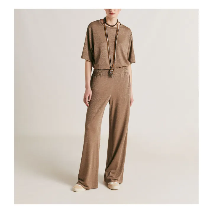Momoni Pantalon Baccarat Métallisé | Argile