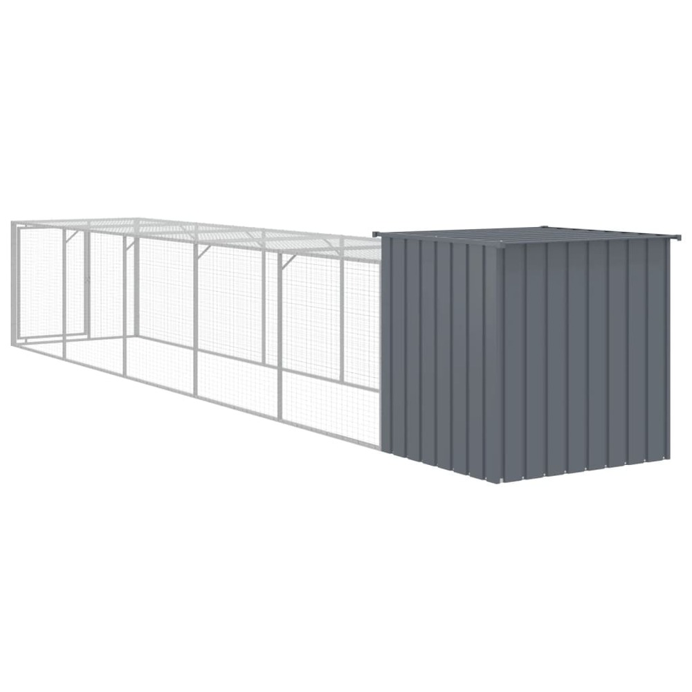 Poulailler avec cour anthracite 110x609x110 cm acier galvanisé