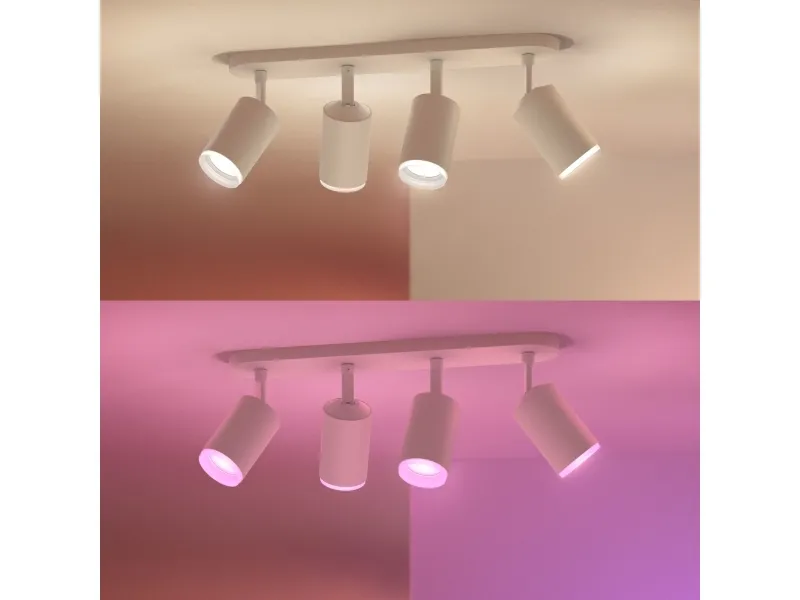 Philips Hue White and Color Ambiance Fugato - Spotlys - LED-lyspære x 4 - GU10 - total: 22.8 W - klasse A  - 16 millioner farver - hvid