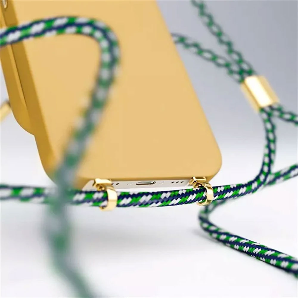 iPhone 14 / iPhone 13 Necklace Hülle abnehmbare Handykette Silikon Case (69210101700001) - Gelb / Grün