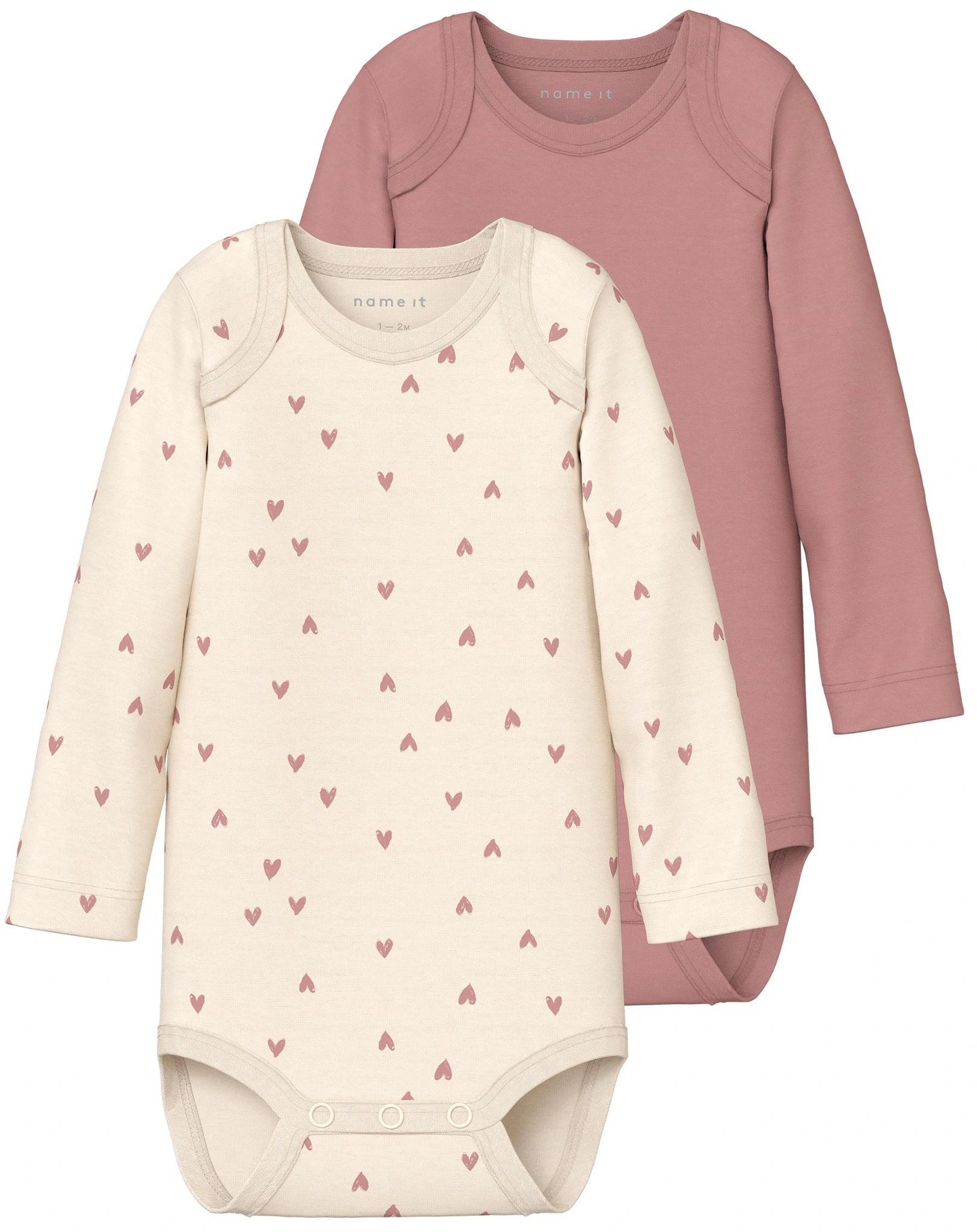 Langarm-Body NBFBODY HEARTS 2er Pack in beige/rosa