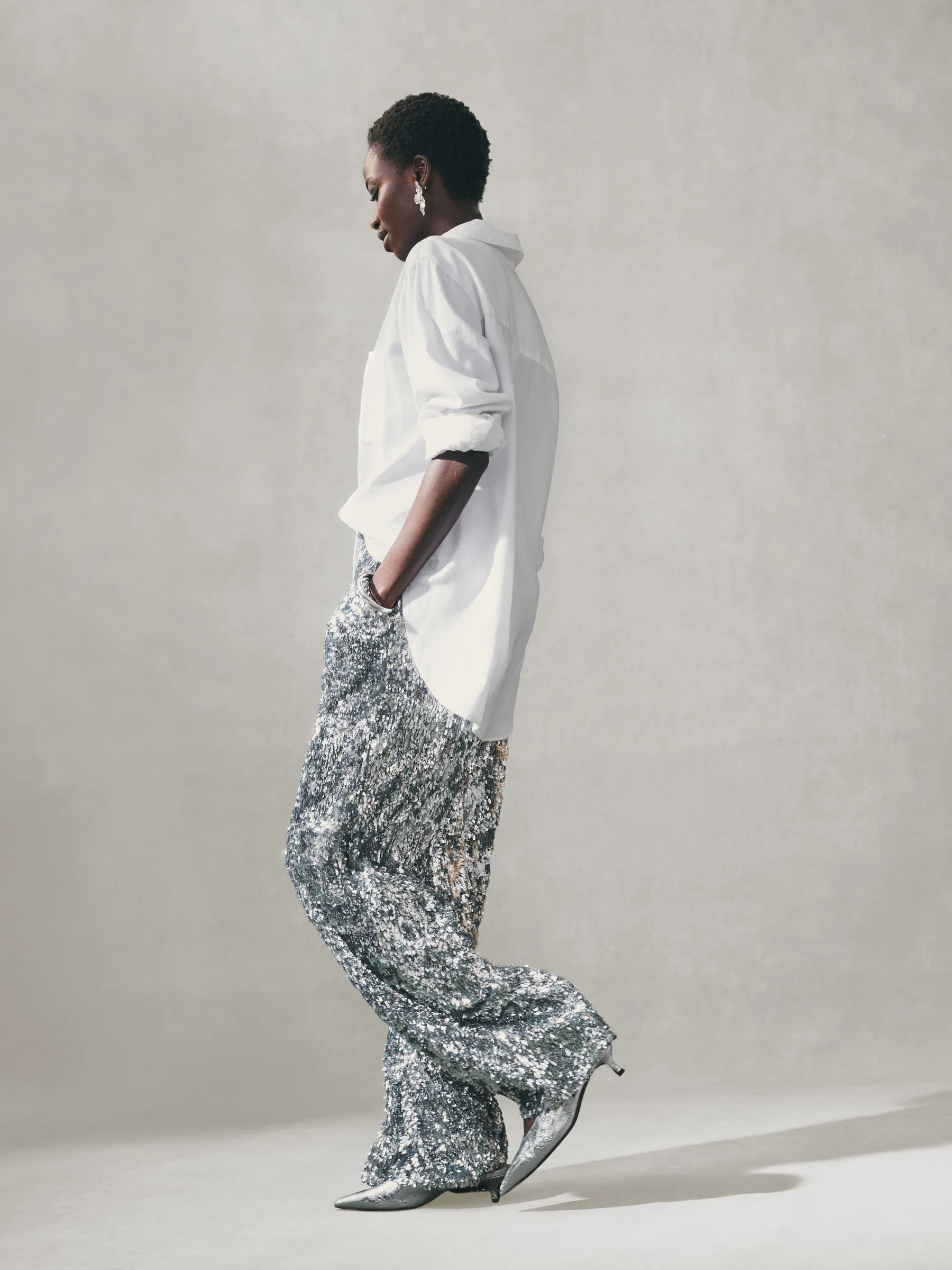 Nothing Ordinary Sequin High Waist Wide Leg Trousers