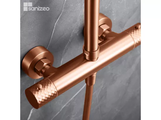 Colonne de Douche Thermostatique anti-calcaire Or Rose Cuivré IMEX GENOVA BTG053/ORC