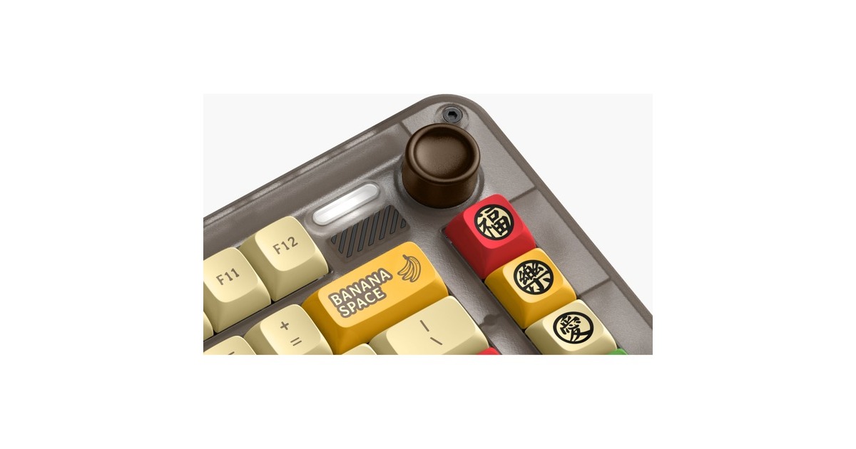 IqunixZX75 Happy Ape Wireless Mechanical Keyboard, gaming toetsenbord  (Bruin/geel, US lay-out, TTC Holy Panda, RGB leds, 75%, Hot-swappable, Double-shot PBT, 2.4GHz | Bluetooth 5.1 | USB-C)