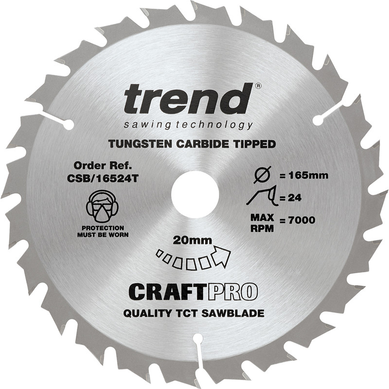Trend Cirkelzaagblad 165x20x1,5mm 24T/24T/40T