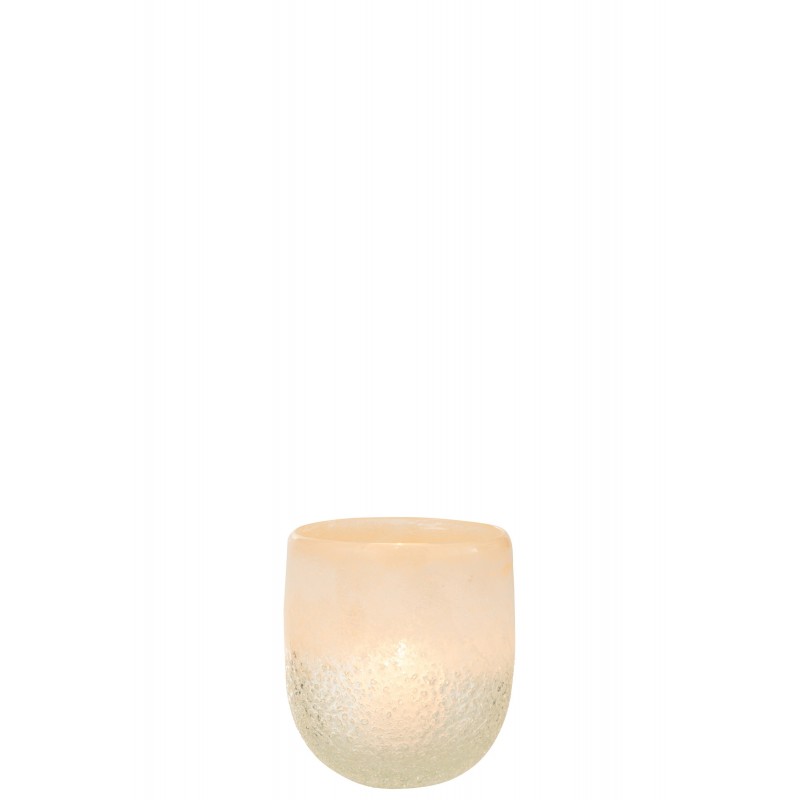 Photophore en verre beige 13.5x13.5x14 cm