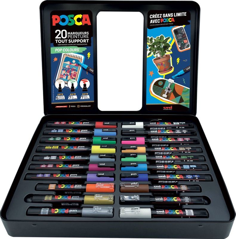 Posca - Pop Colours - Verfstiften - 20 Stuks - Metalen Koffer