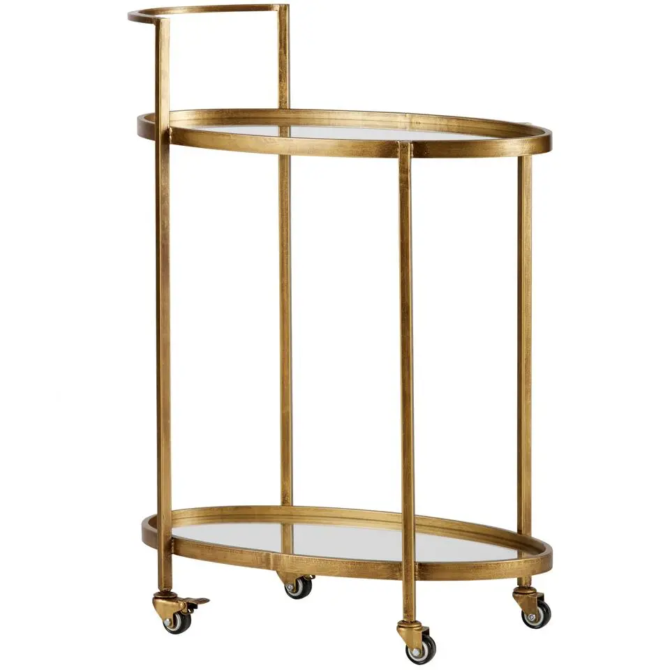 WOOOD Push Trolley - Metaal - Antique Brass - 86x67x35
