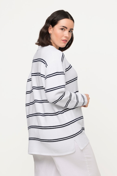 Pullover, Ringel, Kragen, V-Ausschnitt, Langarm
