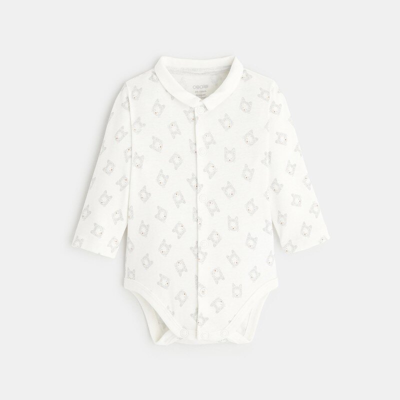 Body manches longues chats blanc naissance Blanc