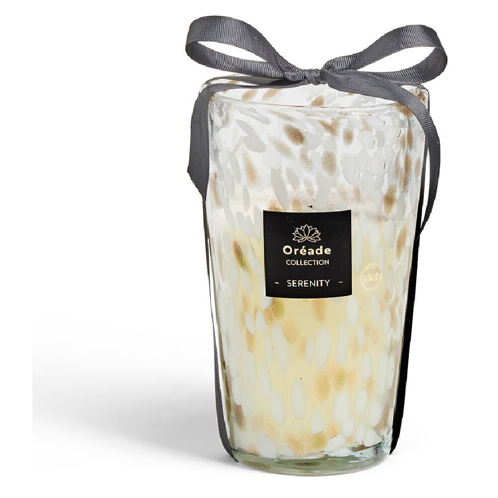 Bougie en verre soufflé Sérénité 150h Ø14,5xH24cm blanche