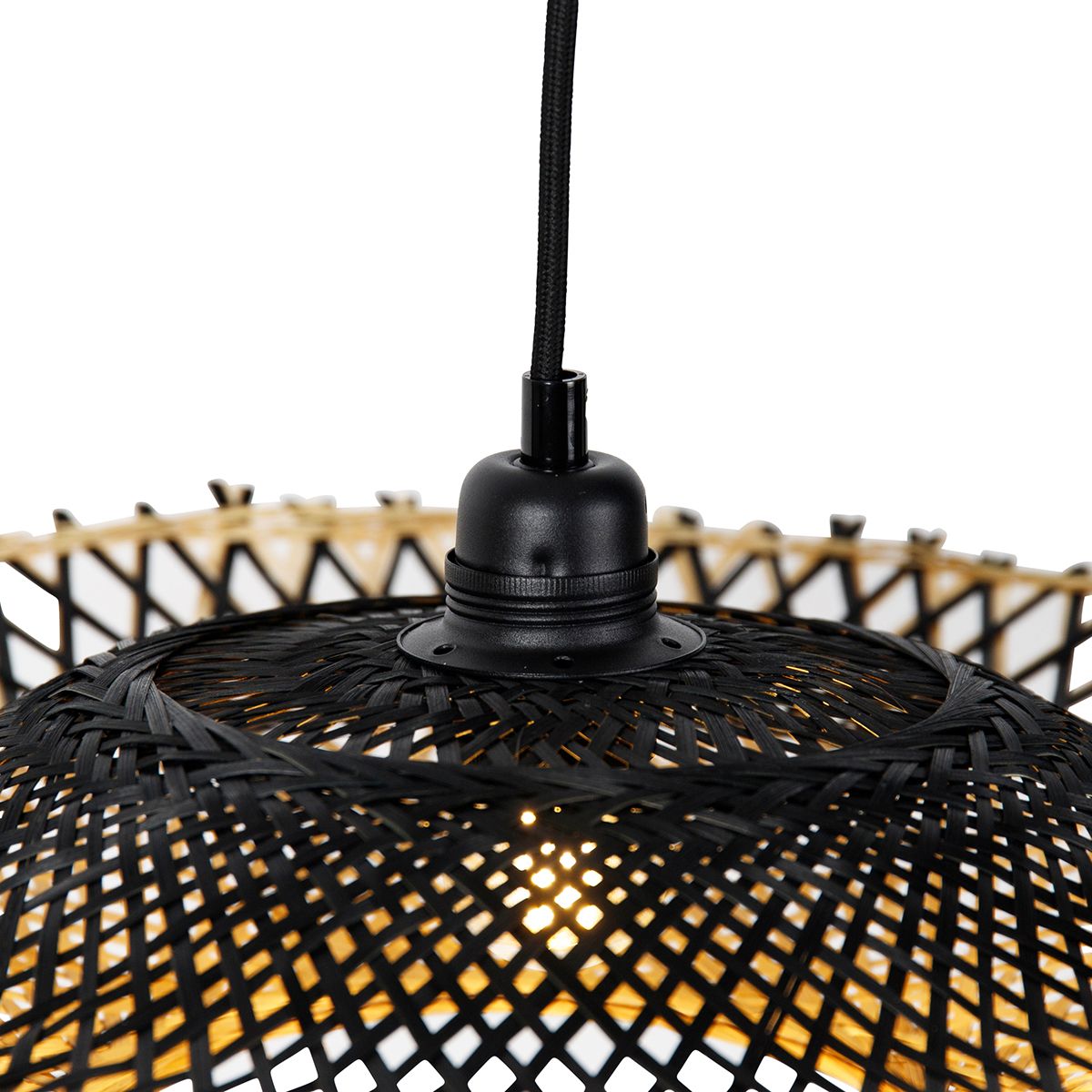 Oosterse hanglamp zwart met bamboe 50cm - Rina