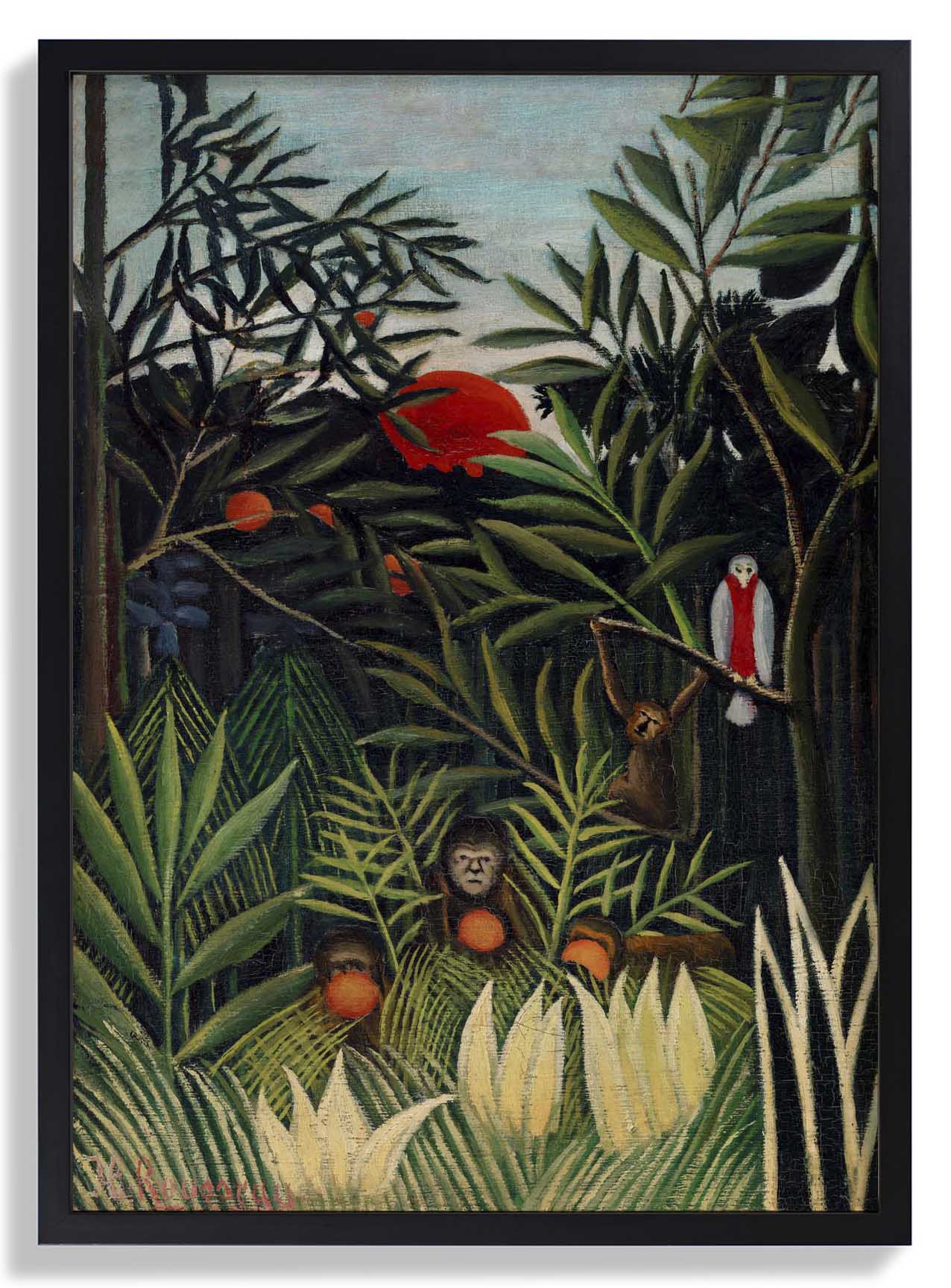 Affen und Papagei von Rousseau Kunstdruck