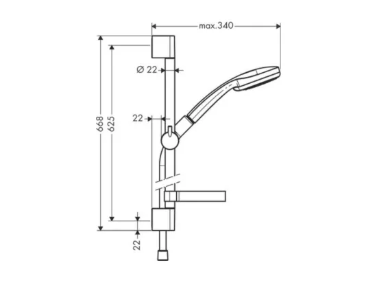 Set de douche 1jet avec barre Unica'C 65 cm et porte-savon chromé Hansgrohe Croma 100