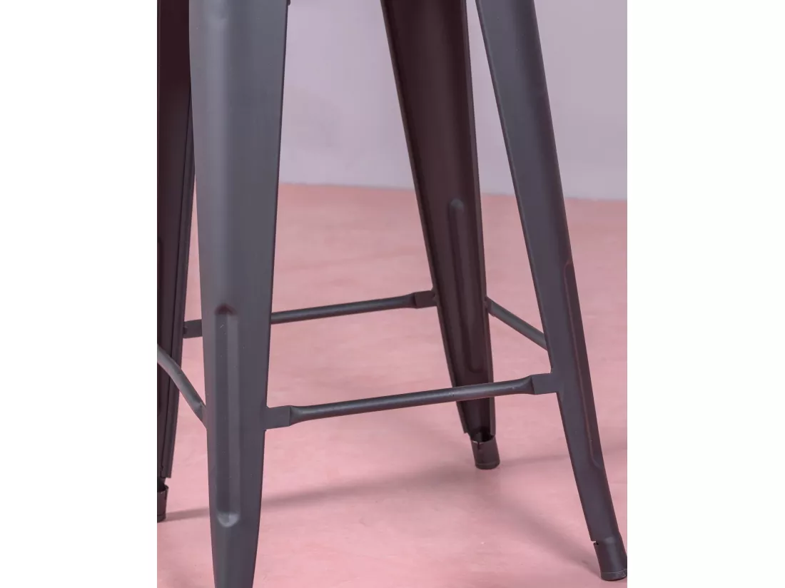 Lot de 4 tabourets en métal 66cm de haut - Bistro - Noir