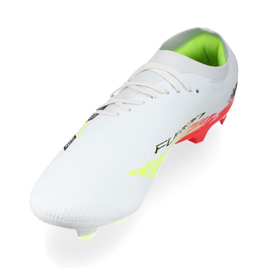 New Balance Furon V8 Team FG Flash Point - Blanc/Rouge/Argenté