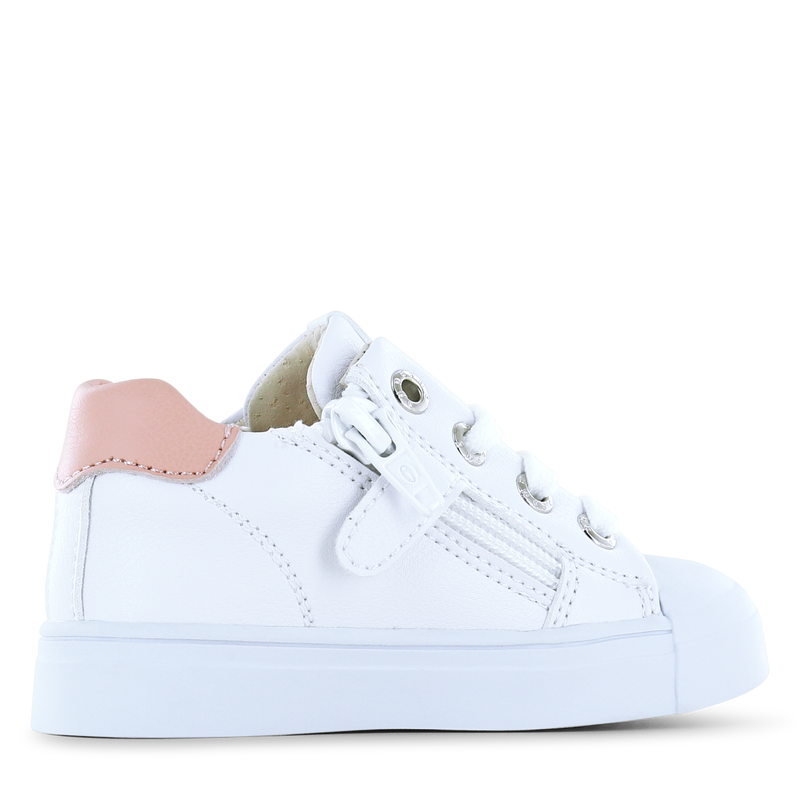 Shoesme witte sneaker met roze stripings Microfiber leer | Meisjes schoenen