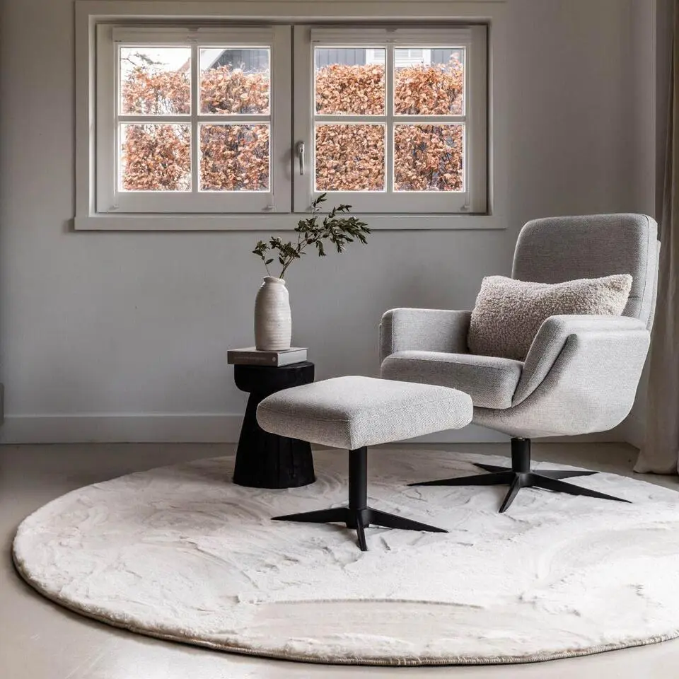 Interieur05 Rond Hoogpolig Vloerkleed Lux Creme - 200 x 200 cm