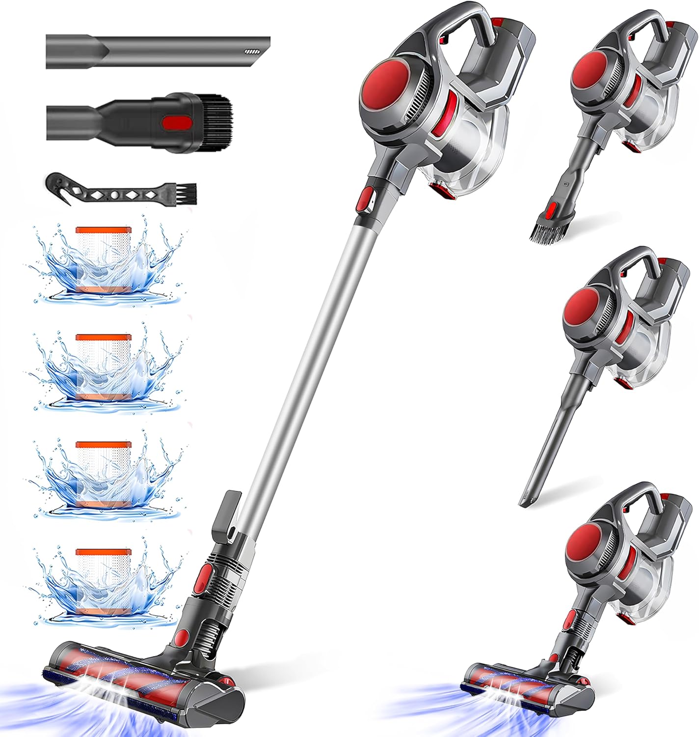 40000pa Akku Staubsauger,Staubsauger Kabellos bis zu 50Min Laufzeit,1.6L Staubbehälter, HEPA×4,Vacuum Cleaner für Teppich,Hartboden,Tierhaare
