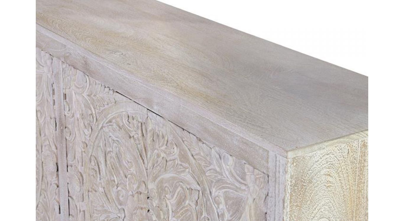 Bahut bois, fer blanc 170x39x90cm - bois-fer