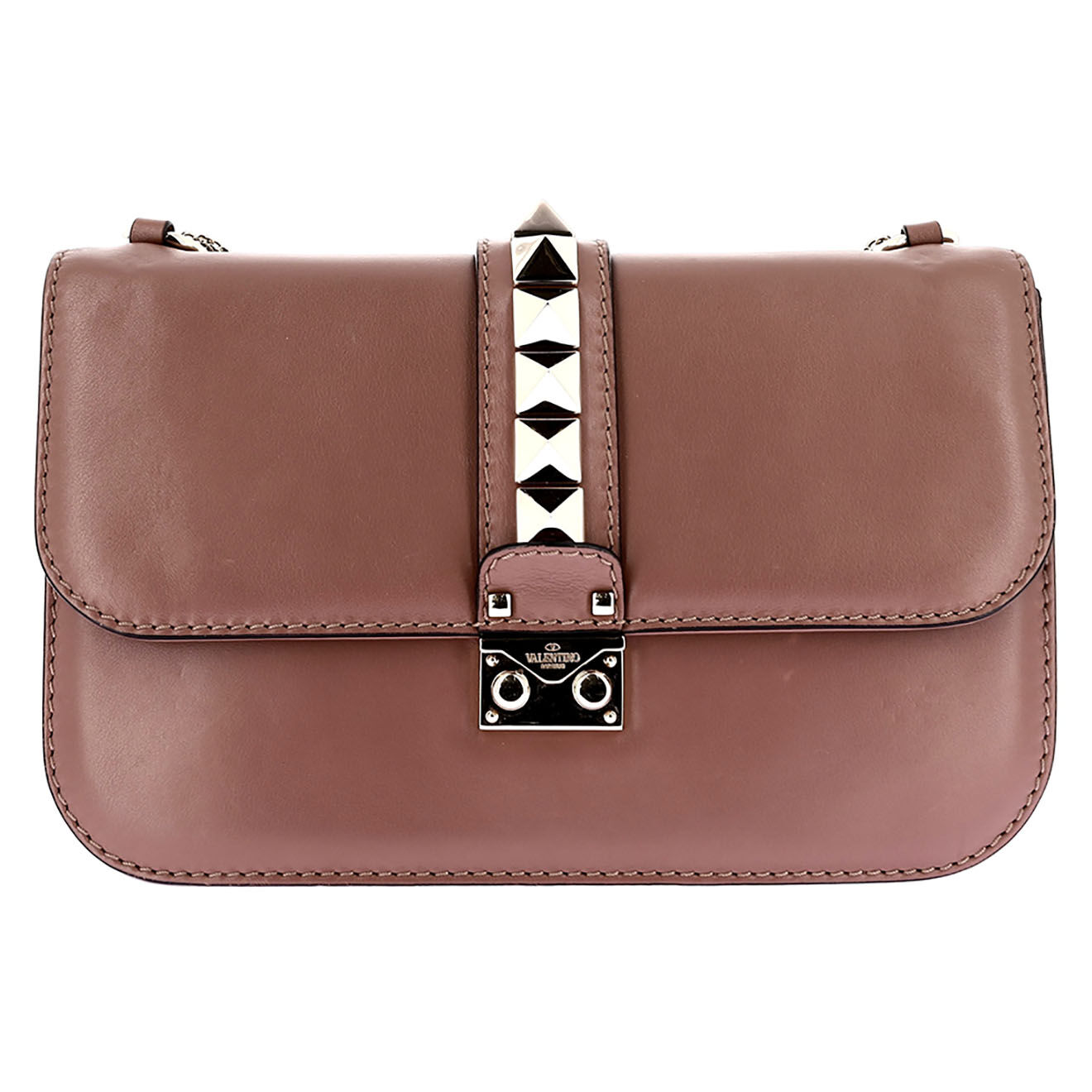 Valentino Sac bandoulière Glam Lock en Cuir marron - Très bon état - L.27 cm