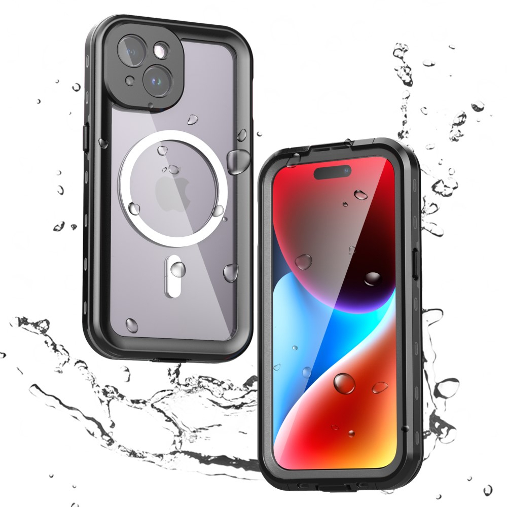 iPhone 15 Pro Wasserfeste MagSafe Outdoor Schutz Hülle (IP68) - Schwarz / Transparent
