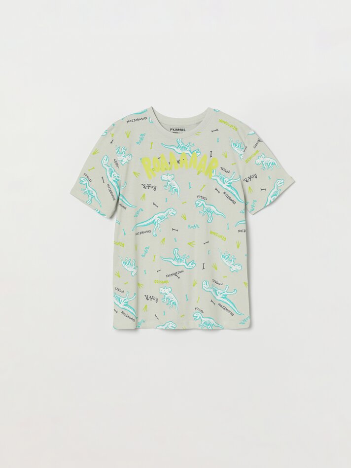Conjunto de pijama estampado - Cinza claro