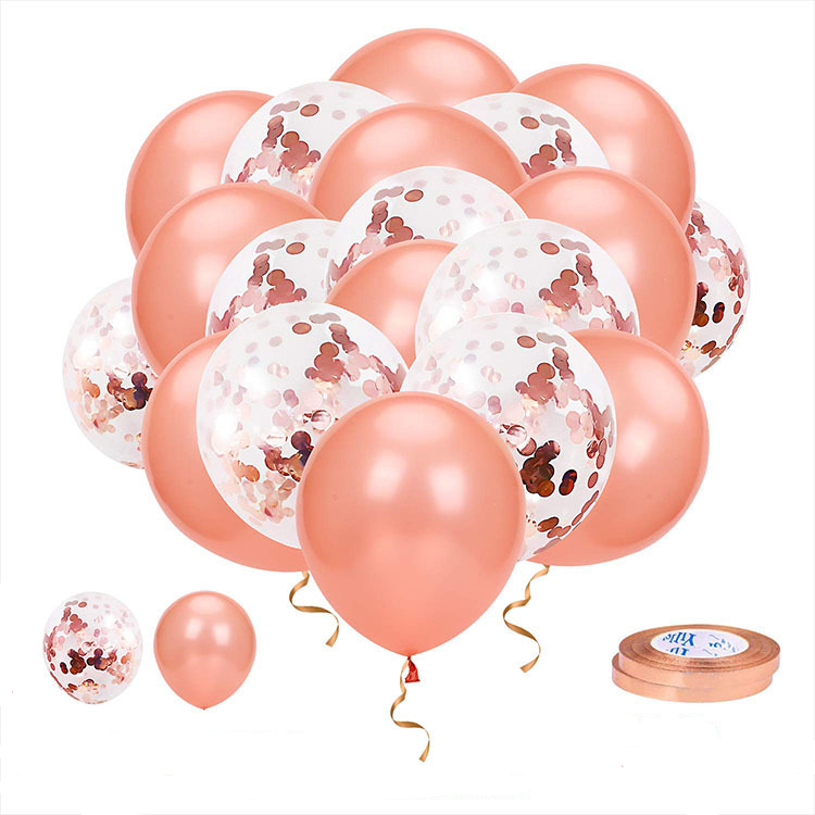 (42-tlg. Set) Deko Latex Ballons Muttertag Folien Luftballons mit Konfetti - Love You Mom / Roségold