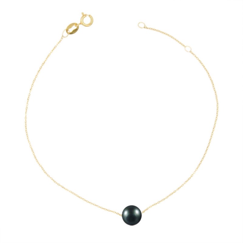 Bracelet Or et Perle Noire - Femme