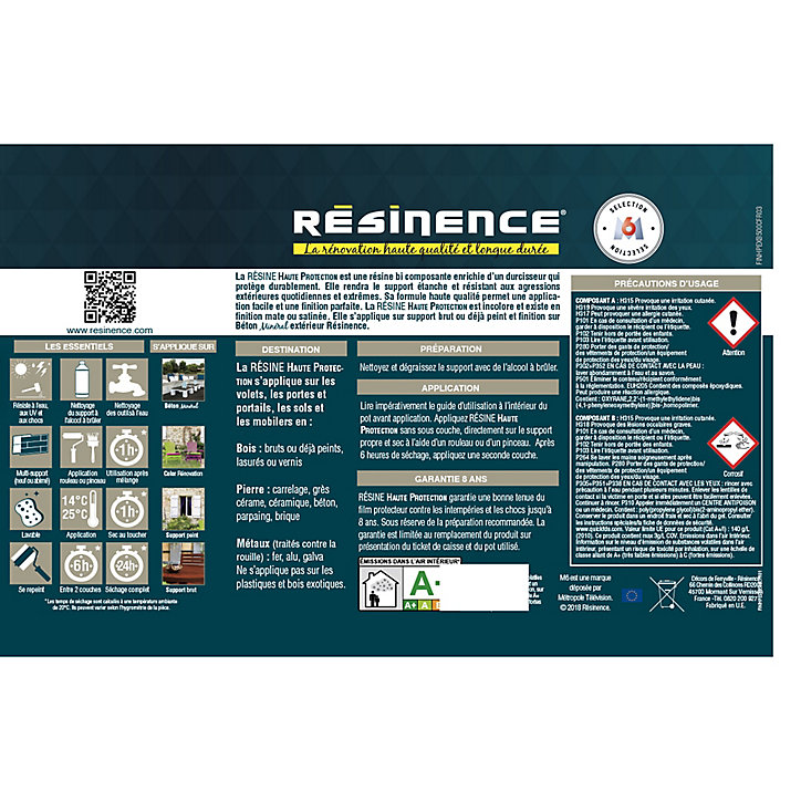 Résine extérieur haute protection Résine extérieur nce satin 0,5L