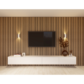 Lattenwand Decowall Acoustic Blend brons eiken, combinatie van verschillende breedtes, 260x30cm, 2 stuks (1.56m2)