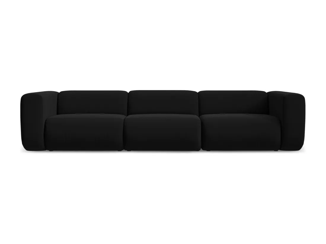 Canapé modulable 4 places en velours - noir - EKAHI