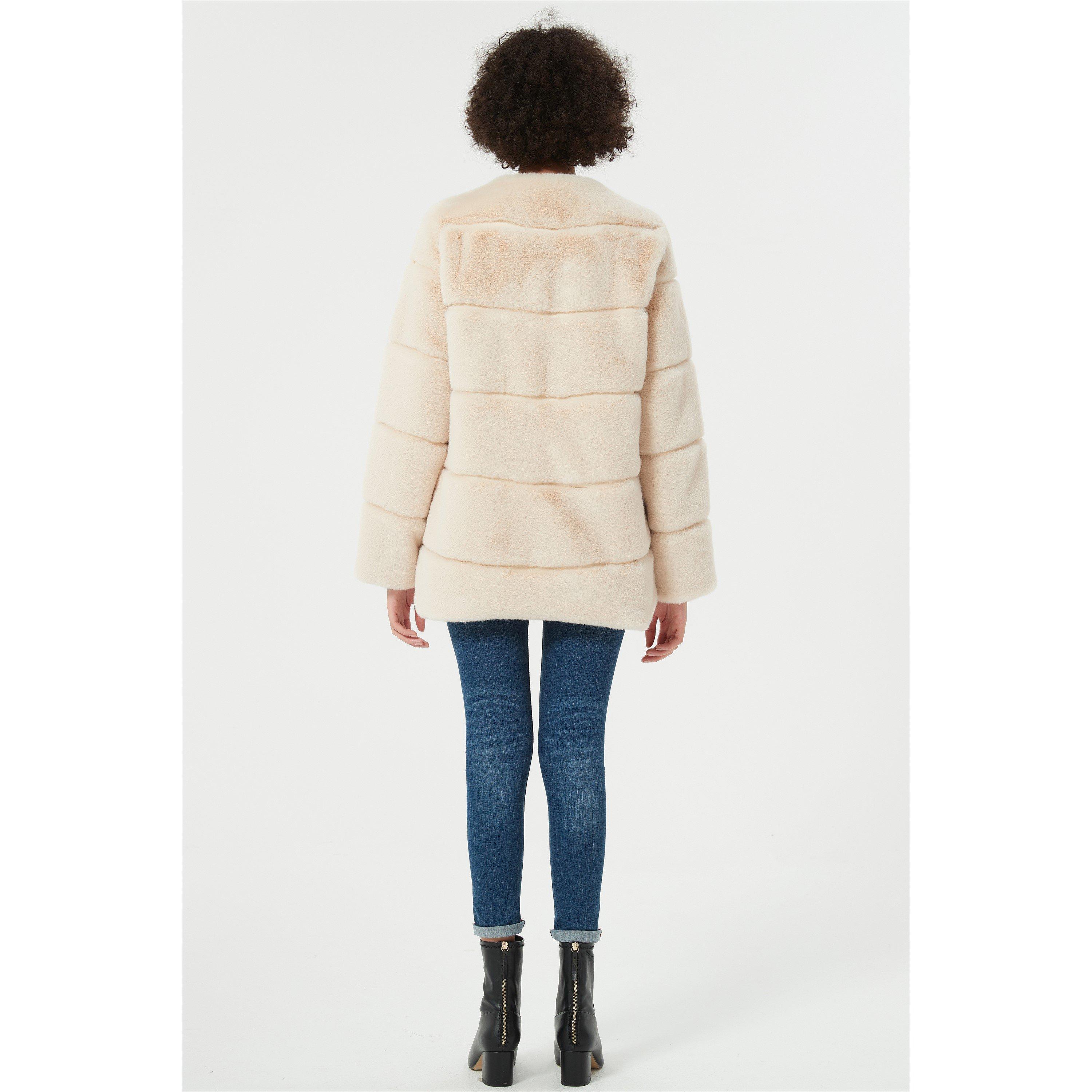 Be You B Faux Fur Panel Coat