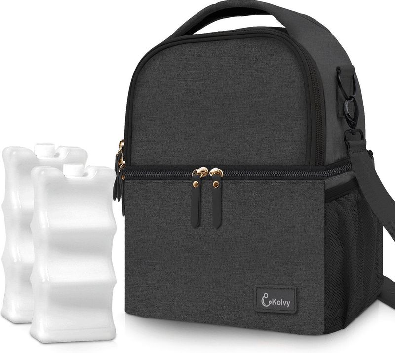 Kolvy® Kolftas met Koelelement - Koeltas Moedermelk - Koelrugzak - Onderweg - Tot 12 uur Koel - Borstvoeding - Borstkolf - Zwart